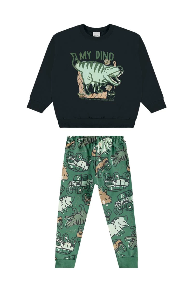 Conjunto Malwee Manga Longa Dino Bebê Masculino