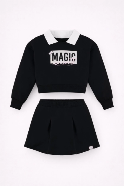 Conjunto Malwee Manga Longa Gola Saia Infantil Feminino Preto e Branco Produto Conjunto Malwee Manga Longa Gola Saia Infantil Feminino Preto e Branco