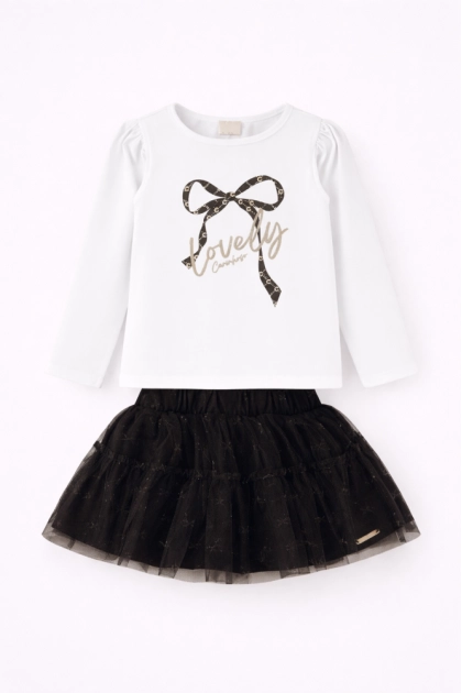 Conjunto Malwee Manga Longa Saia Tutu Bebê Feminino Preto e Branco Produto Conjunto Malwee Manga Longa Saia Tutu Bebê Feminino Preto e Branco
