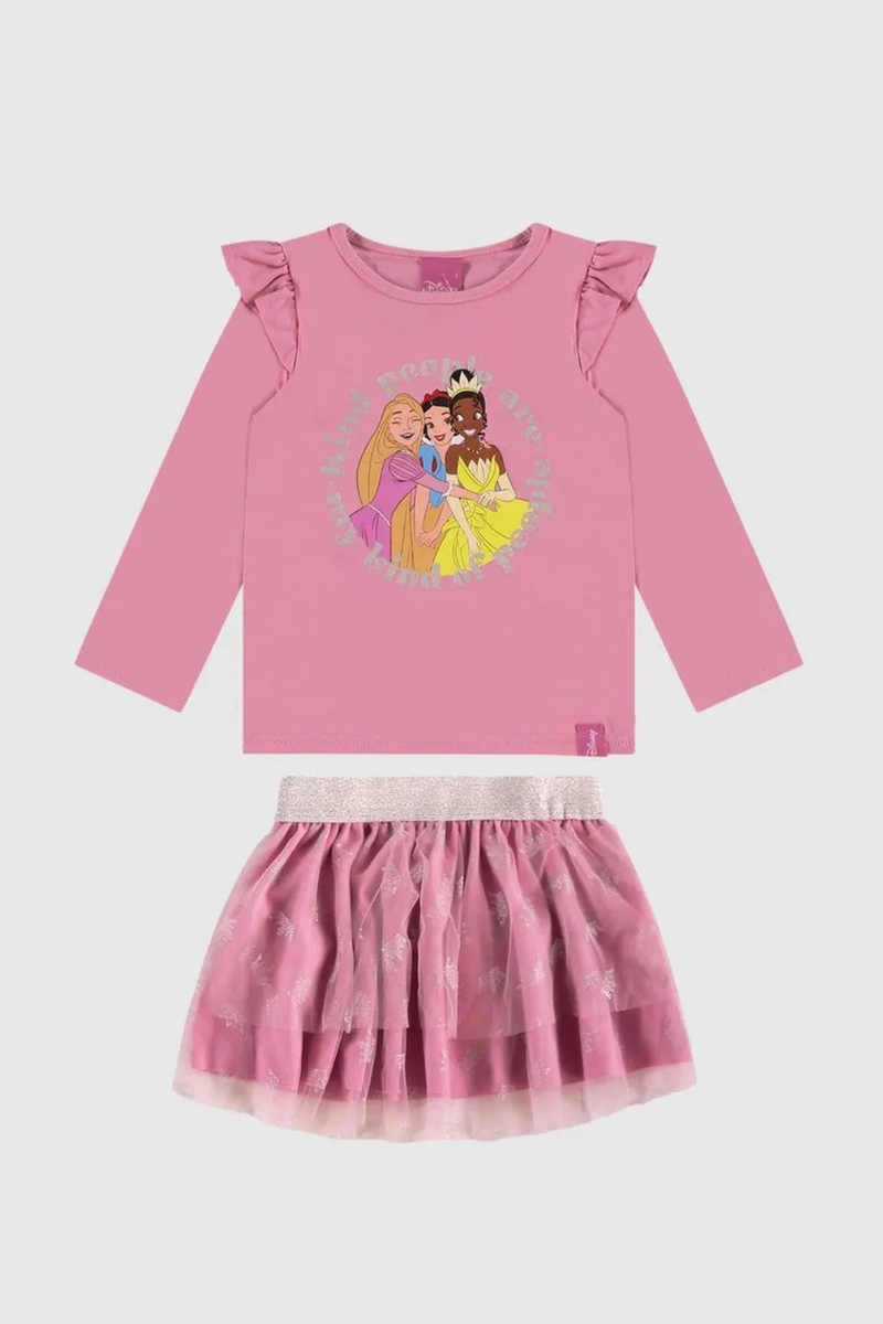 Conjunto Malwee Princesa Manga Longa Feminino Rosa