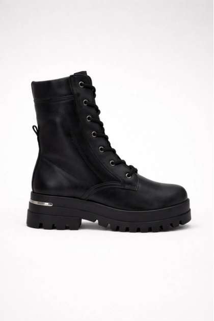 Produto - Coturno Via Marte Flatform Tratorado Metal Feminino Preto