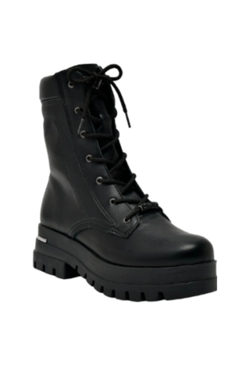 Coturno Via Marte Flatform Tratorado Metal Feminino Preto