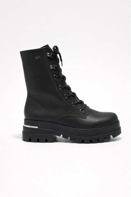 Produto Coturno Via Marte Flatform Tratorado Salto Metalizado Feminino Preto