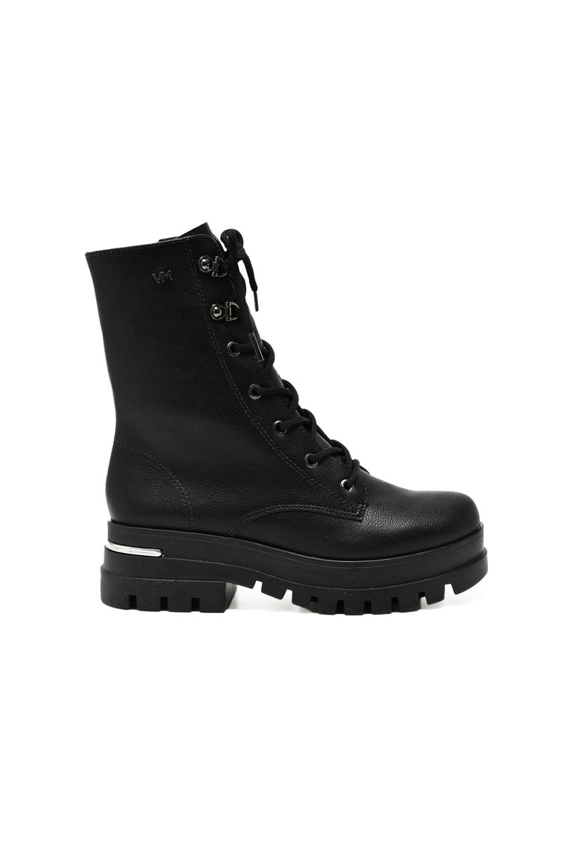 Coturno Via Marte Flatform Tratorado Salto Metalizado Feminino Preto