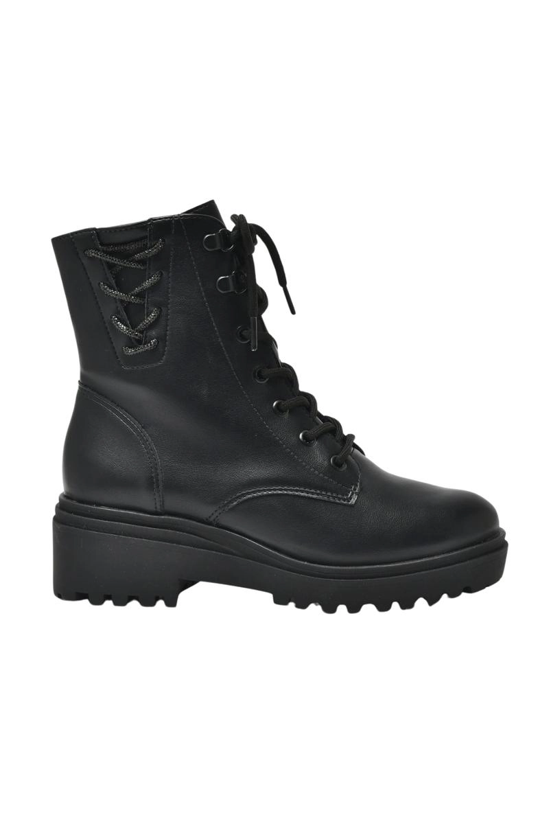 Coturno Via Marte Strass Cadarço Tratorado Feminino Preto
