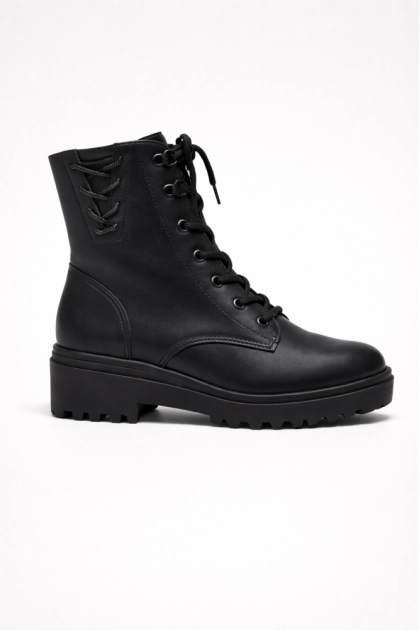 Produto - Coturno Via Marte Strass Cadarço Tratorado Feminino Preto