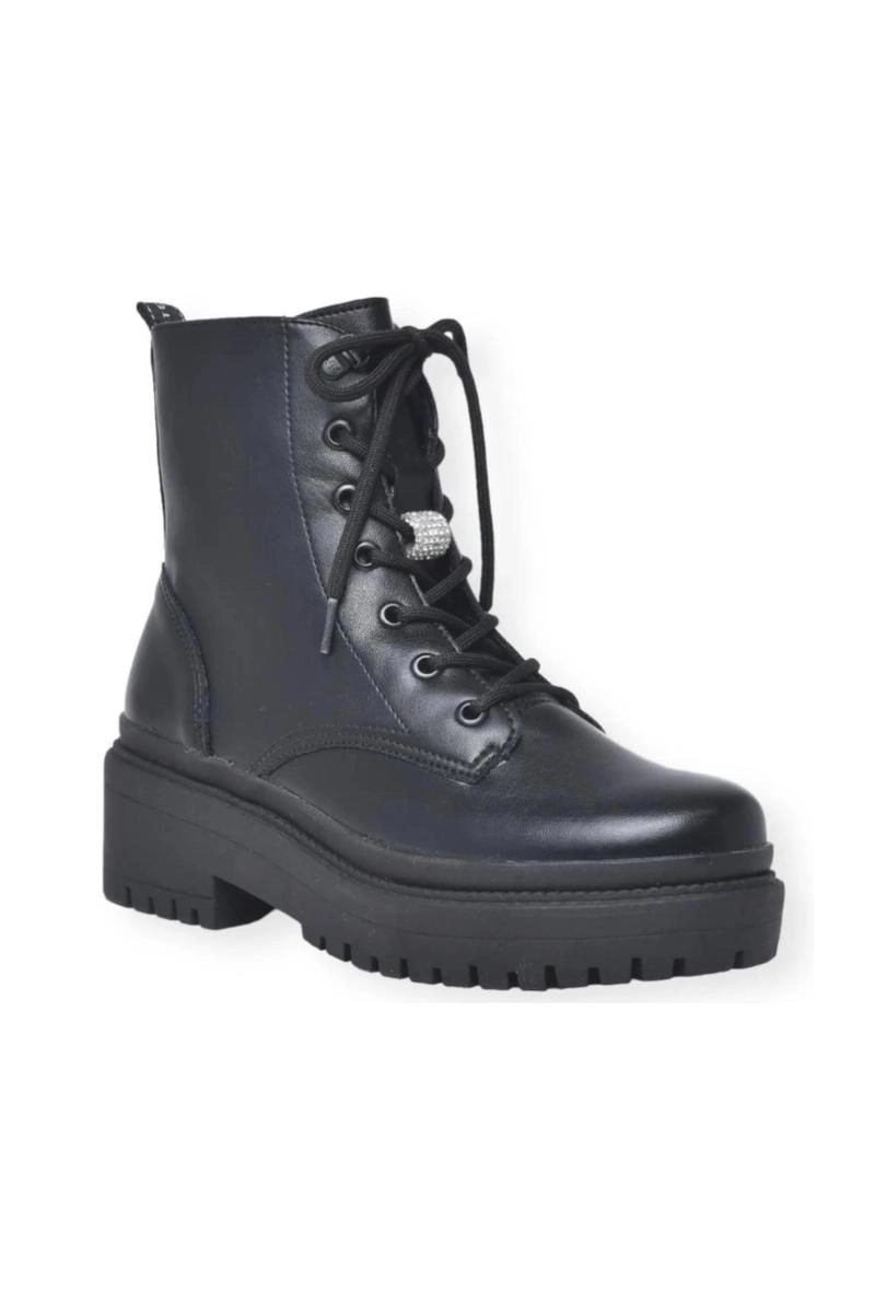 Coturno Via Marte Tratorado Pingente Strass Brilho Feminino Preto
