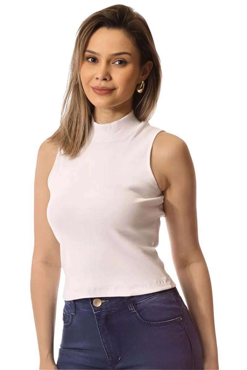Cropped Crocker Canelado Feminino Branco
