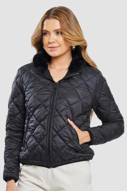 Produto - Jaqueta Aishty Nylon Texturas Feminina Preta