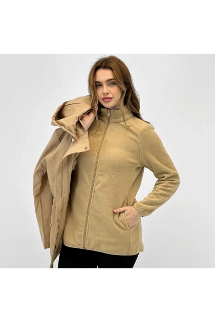 Produto Jaqueta Alpelo Parka Com Fleece Destacável Feminina Bege Macadâmia