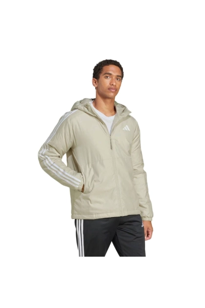 Jaqueta Capuz Adidas Isolamento Essentials Três Listras Masculina Bege Produto Jaqueta Capuz Adidas Isolamento Essentials Três Listras Masculina Bege
