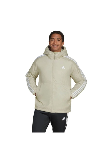 Jaqueta Capuz Adidas Isolamento Essentials Três Listras Masculina Bege Produto Jaqueta Capuz Adidas Isolamento Essentials Três Listras Masculina Bege