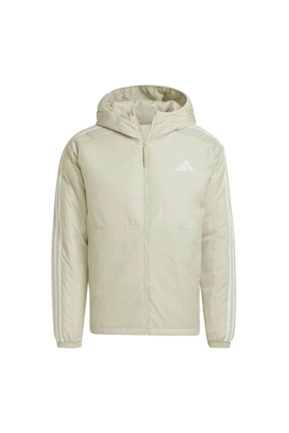 Jaqueta Capuz Adidas Isolamento Essentials Três Listras Masculina Bege Produto - Jaqueta Capuz Adidas Isolamento Essentials Três Listras Masculina Bege