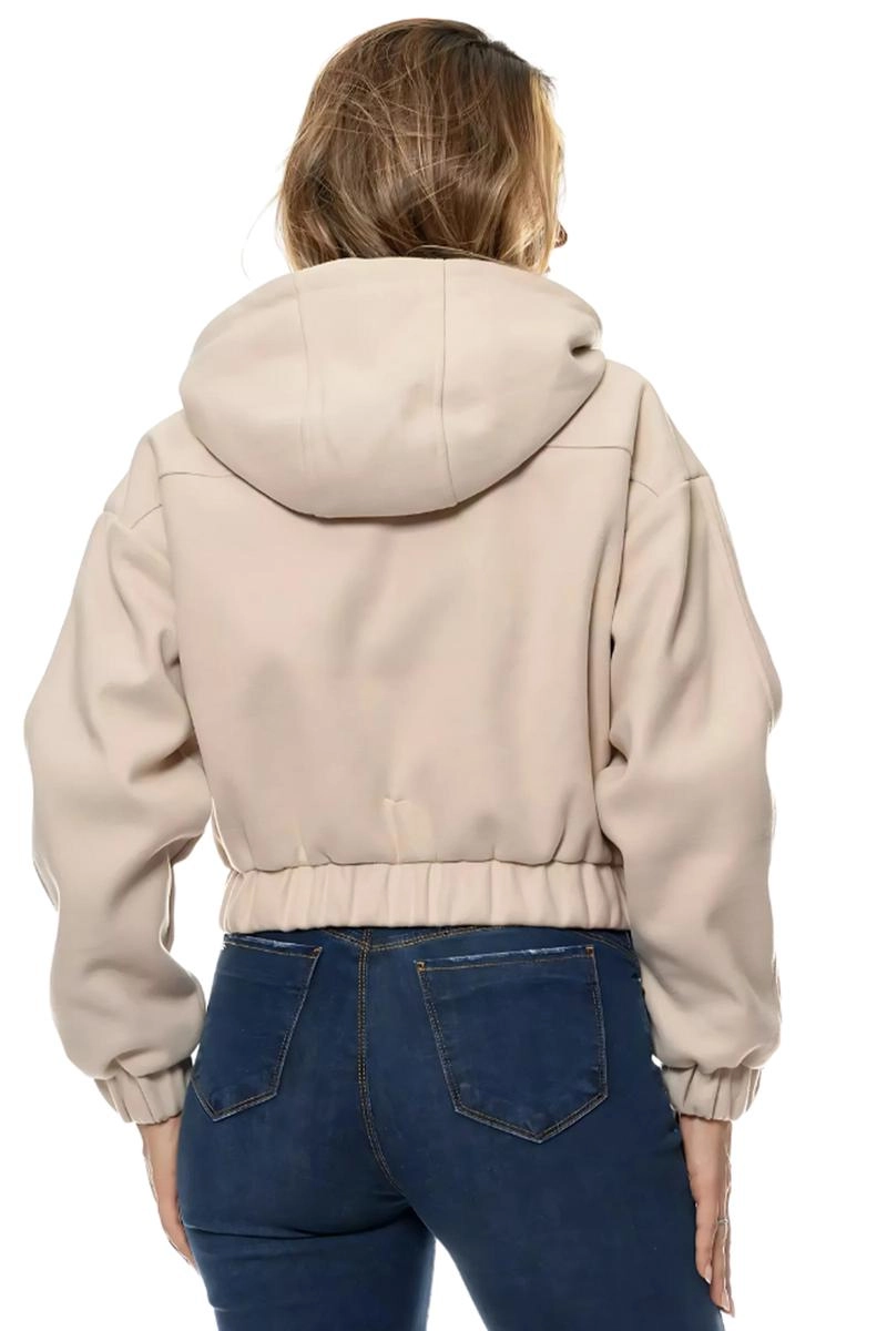 Jaqueta Crocker Cropped Lã Batida Feminina Areia 
