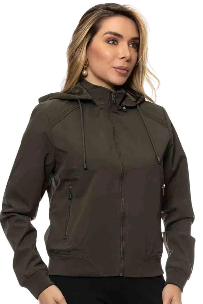 Jaqueta Crocker De Nylon Com Capuz Feminina Verde Militar