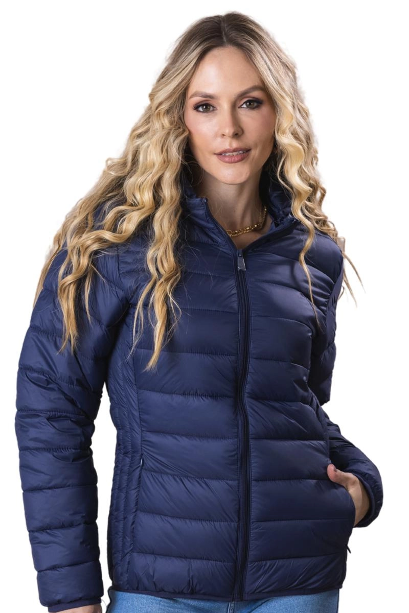 Jaqueta Crocker Nylon Com Capuz e Zíper Feminina Azul Marinho