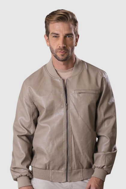 Produto - Jaqueta Crocker PU Bolsos Laterais Masculina Areia