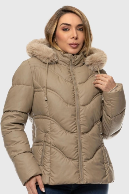 Produto - Jaqueta Crocker Pu Forrada Feminina Areia