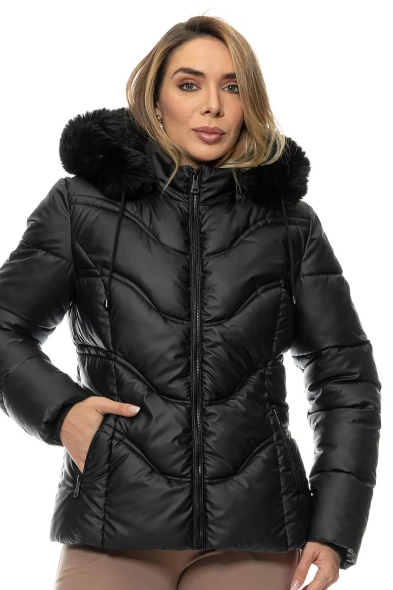 Jaqueta Crocker Puffer Forrada Feminina Preta