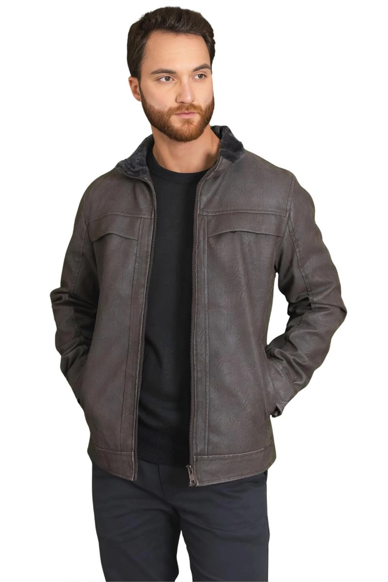 Produto - Jaqueta Enrico Camurça Masculina Cinza 