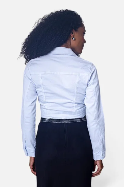 Jaqueta Feminina Cropped em Sarja Voox Branca Produto Jaqueta Feminina Cropped em Sarja Voox Branca