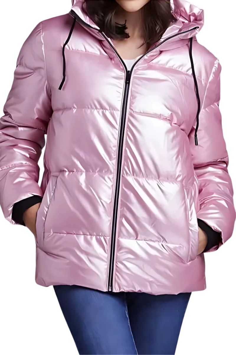 Jaqueta Gabip Puffer Metalizada Feminina Rosa 