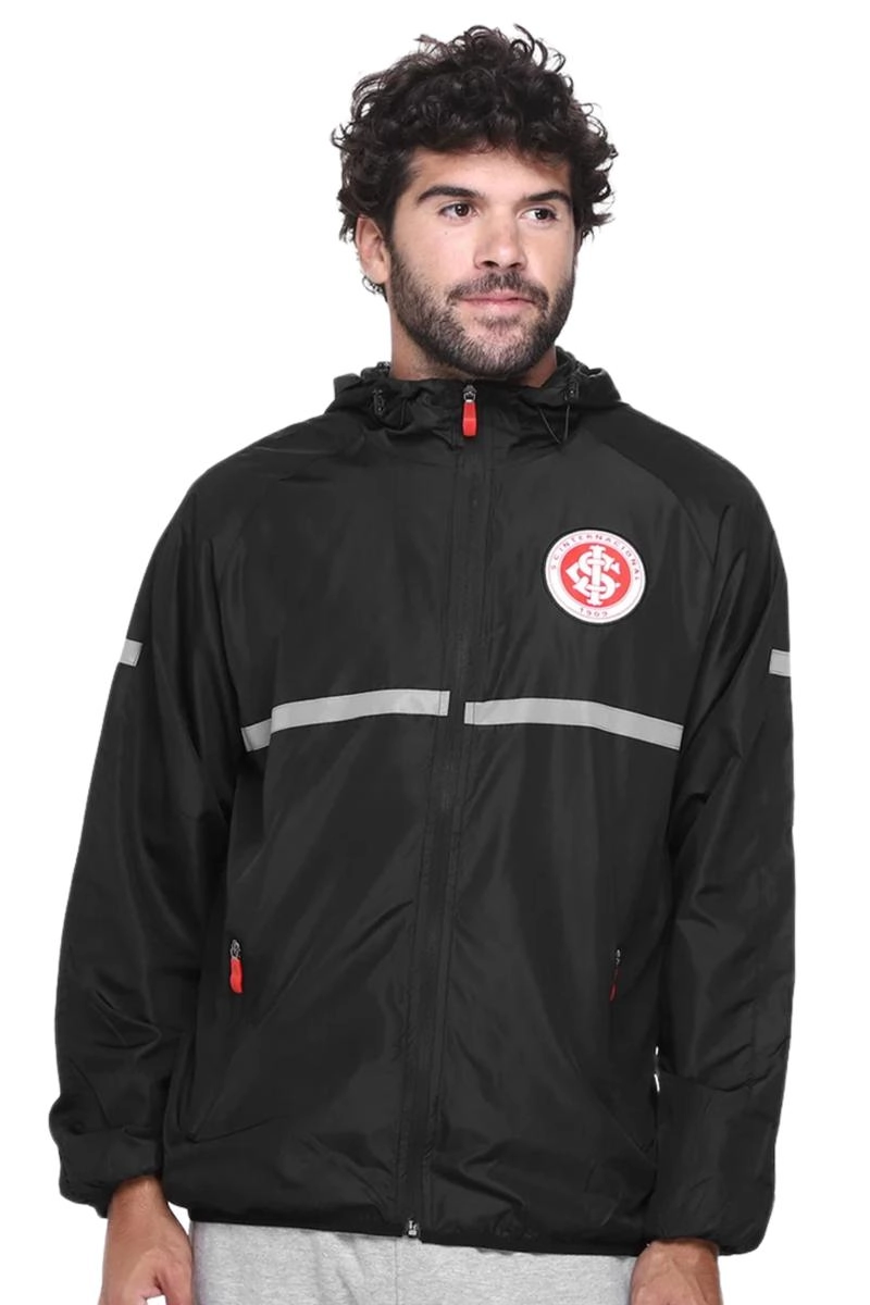 Jaqueta Kappa Internacional Corta Vento Manga Longa Preto