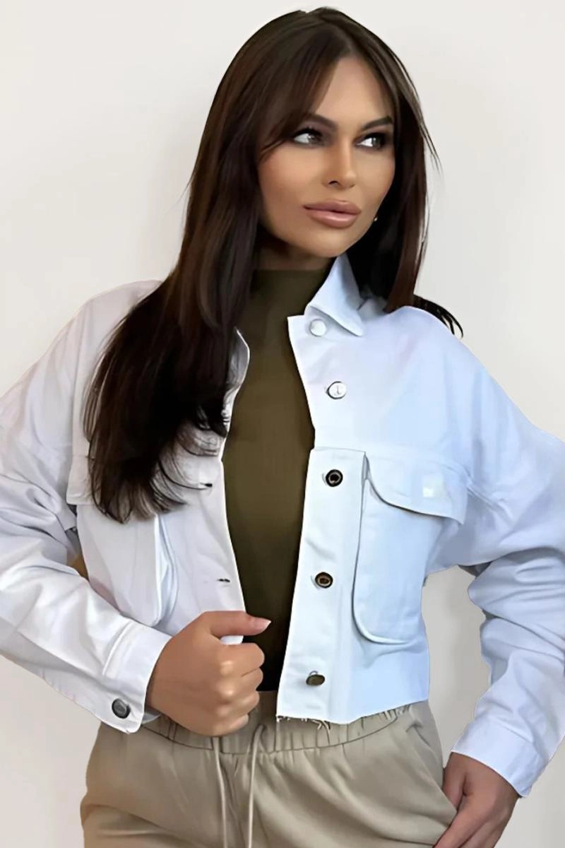Produto - Jaqueta Max Denim Sarja Cropped Feminina Branca