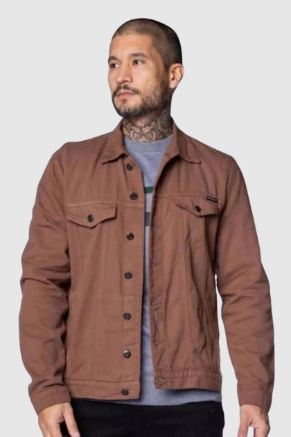 Produto - Jaqueta Max Denim Sarja Masculina Marrom
