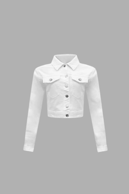 Produto - Jaqueta Max Denim Sarja Sem Bolso Feminina Branca 