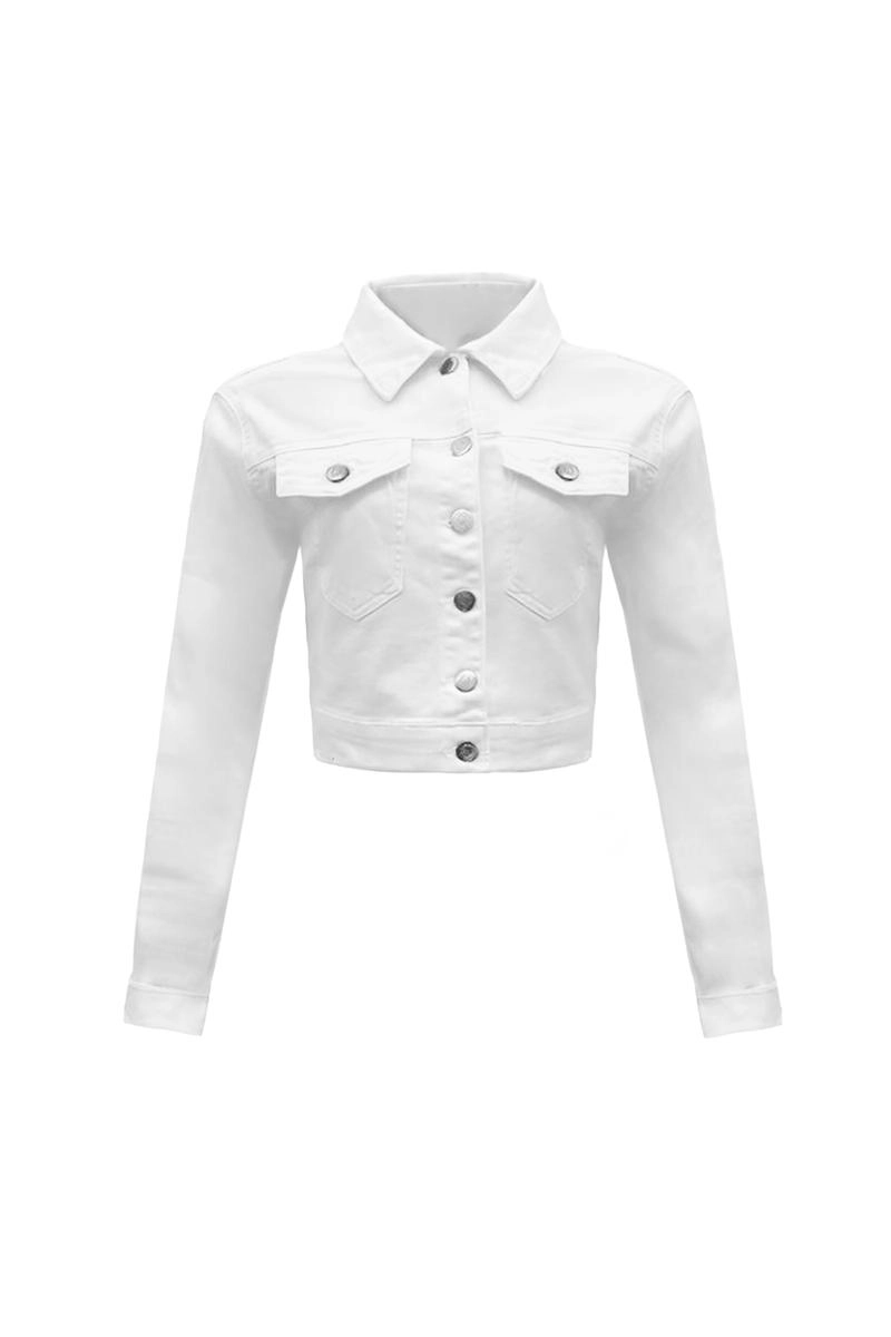 Jaqueta Max Denim Sarja Sem Bolso Feminina Branca 