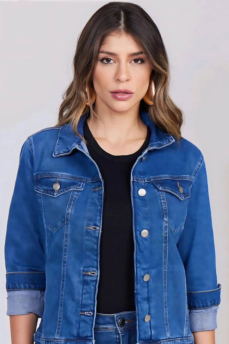 Produto - Jaqueta Max Denim Tradicional Feminina Jeans