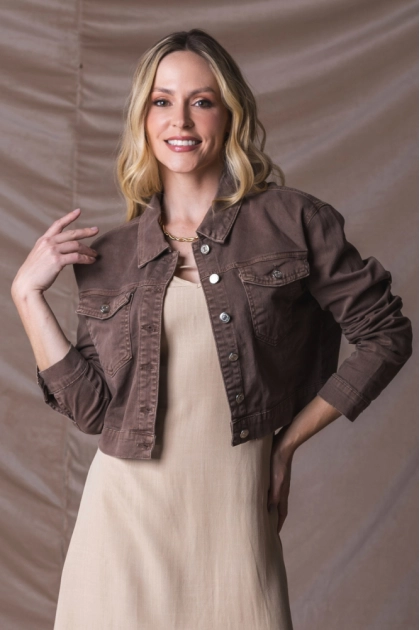 Produto - Jaqueta Max DenimSarja Feminina Marrom