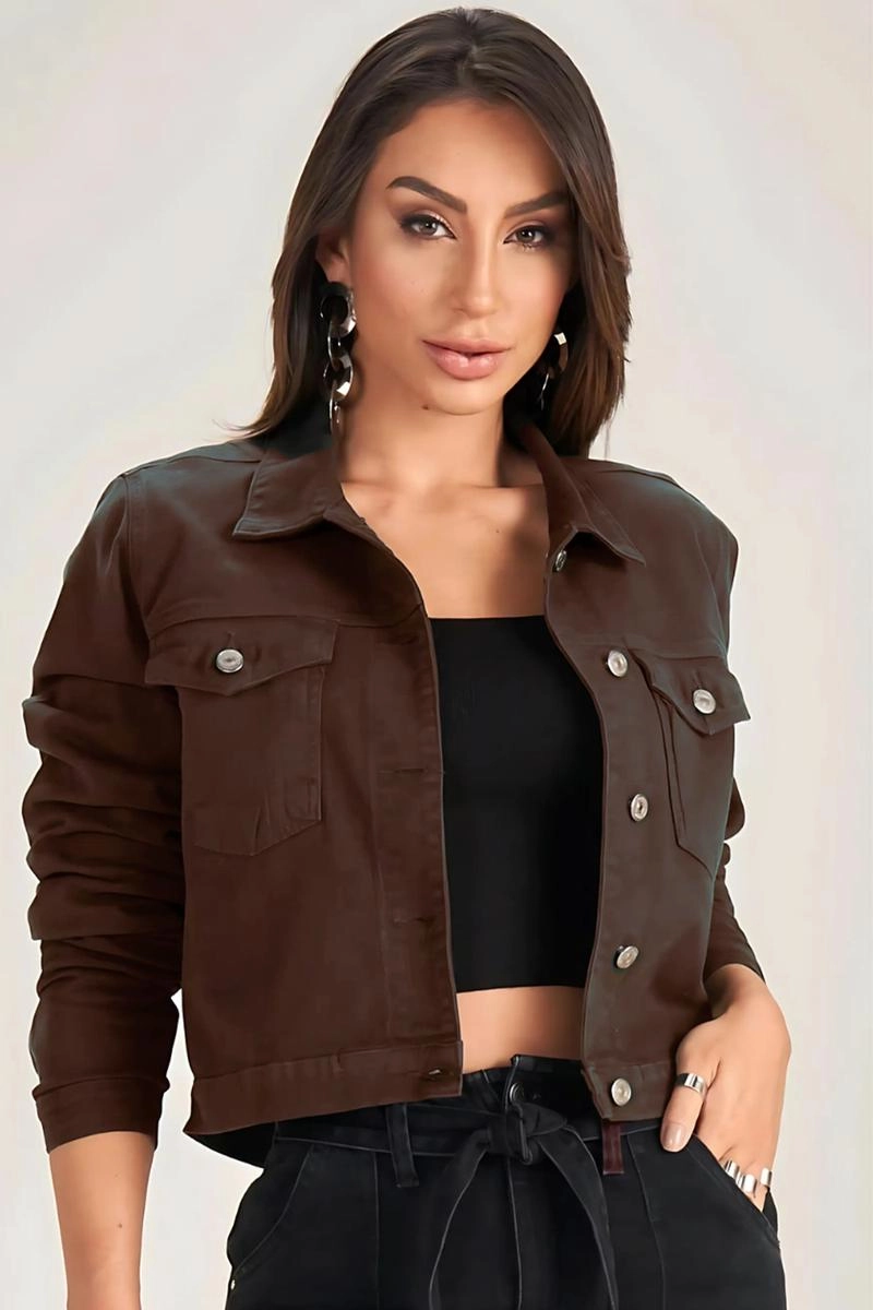 Produto - Jaqueta Max DenimSarja Feminina Marrom