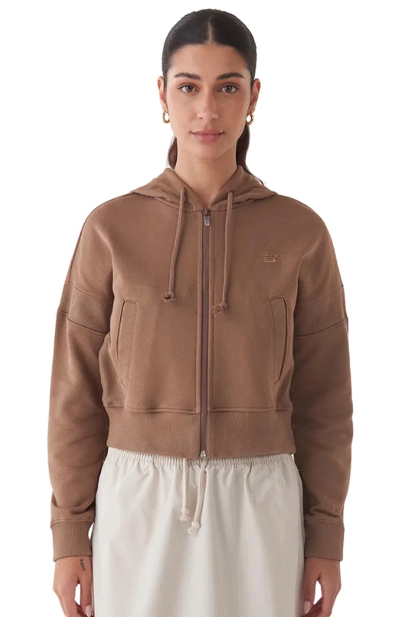 Jaqueta New Balance Cropped Athletics Feminina Marrom