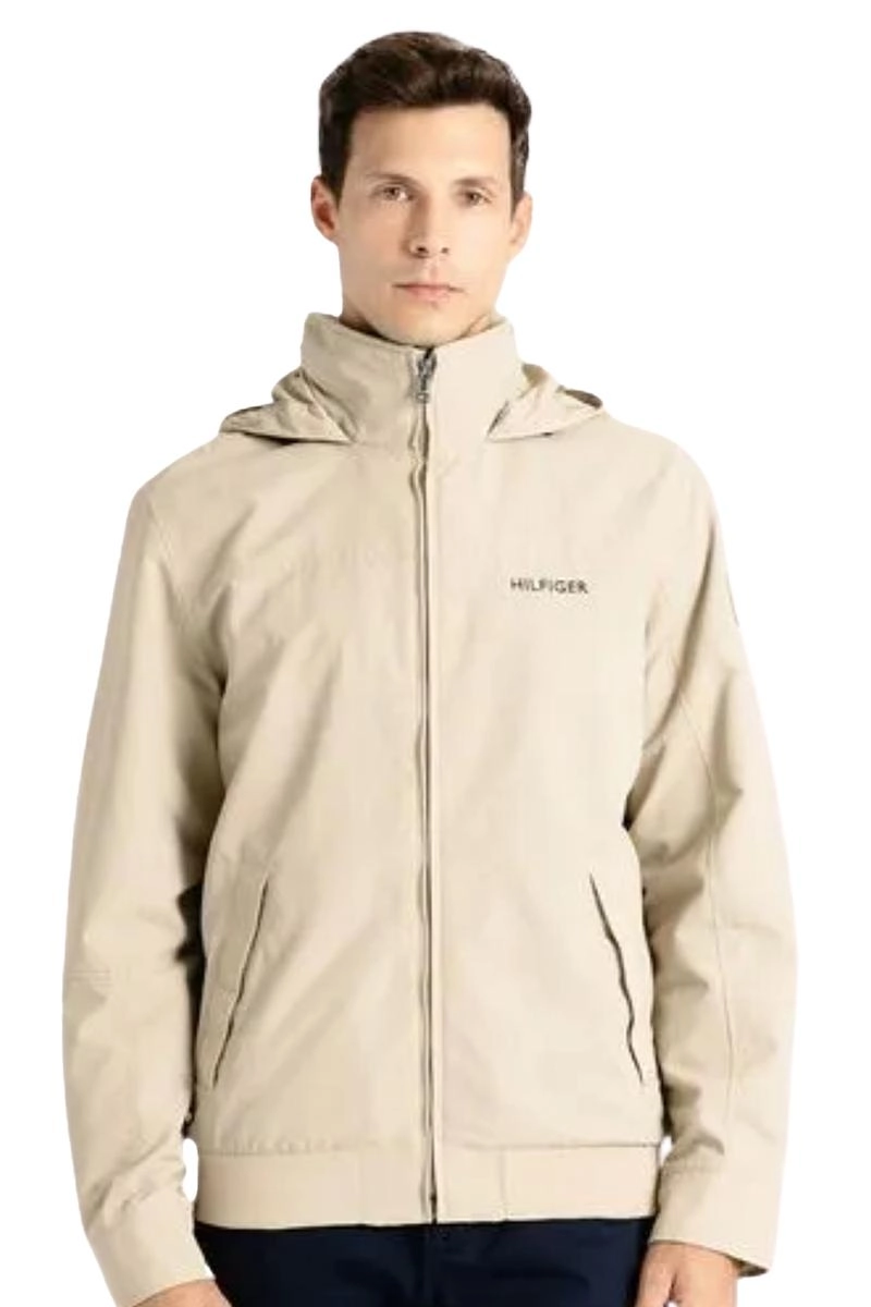 Jaqueta Tommy Hilfiger Zíper Nylon Masculina Bege