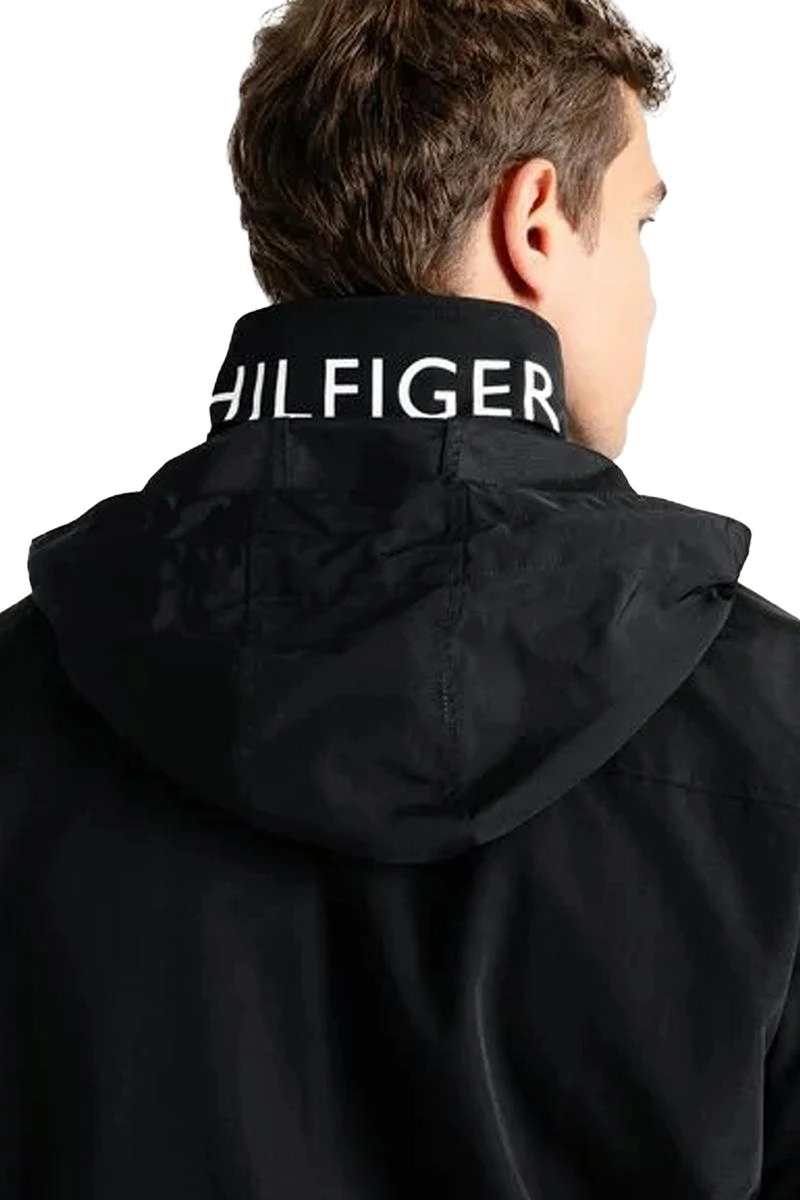 Jaqueta Tommy Hilfiger Zíper Nylon Masculina Preta