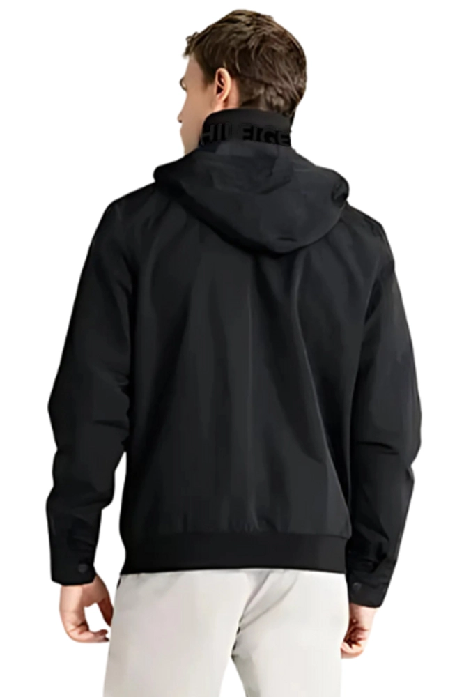Jaqueta Tommy Hilfiger Zíper Nylon Masculina Preta Costas