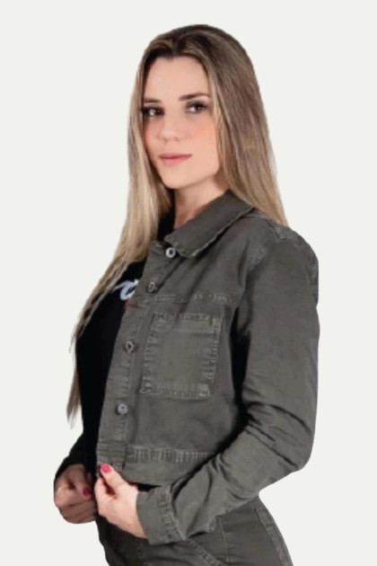 Produto - Jaqueta Voox Cropped Sarja Feminina Verde
