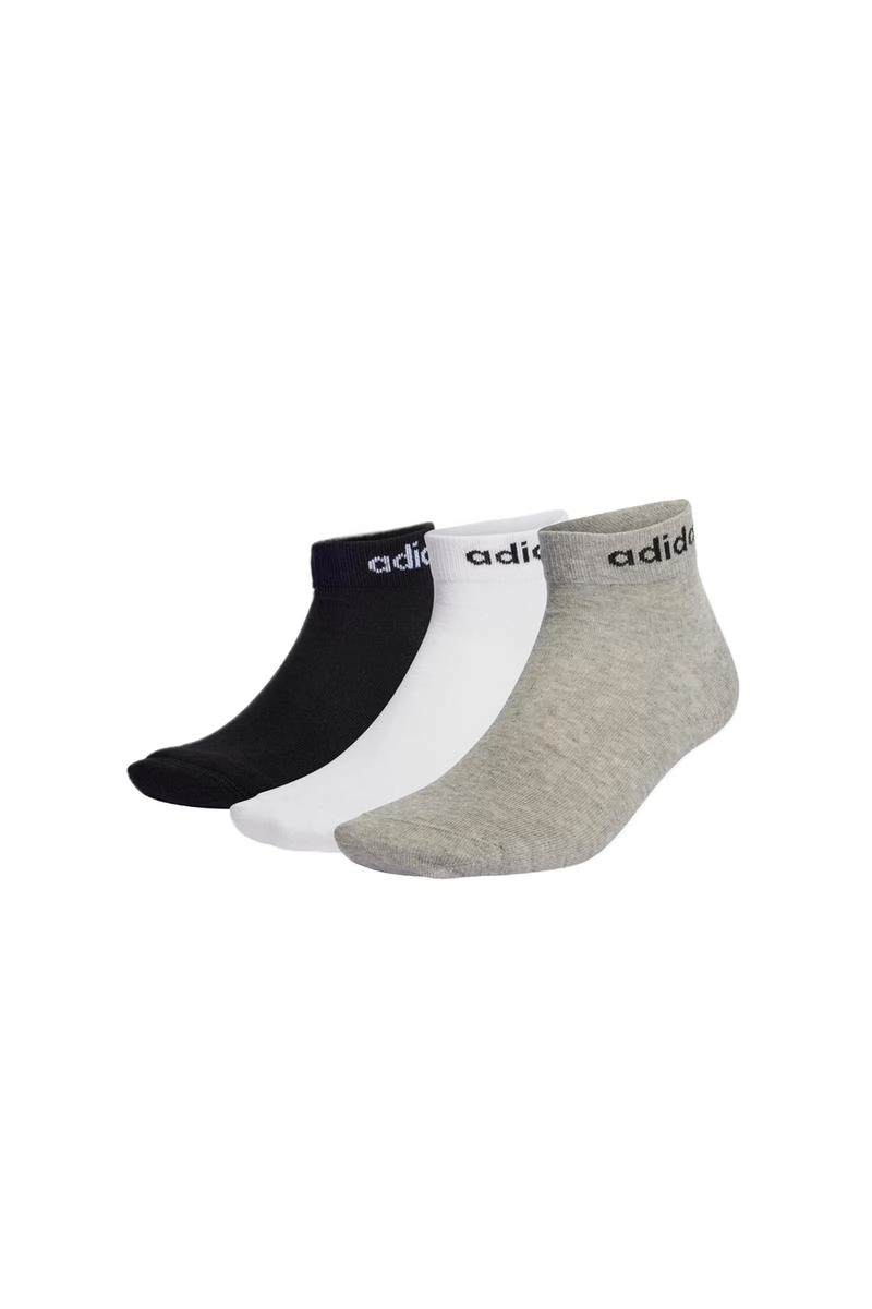 Kit 3 Meias Adidas Cano Curto Unissex Branco Preto e Cinza
