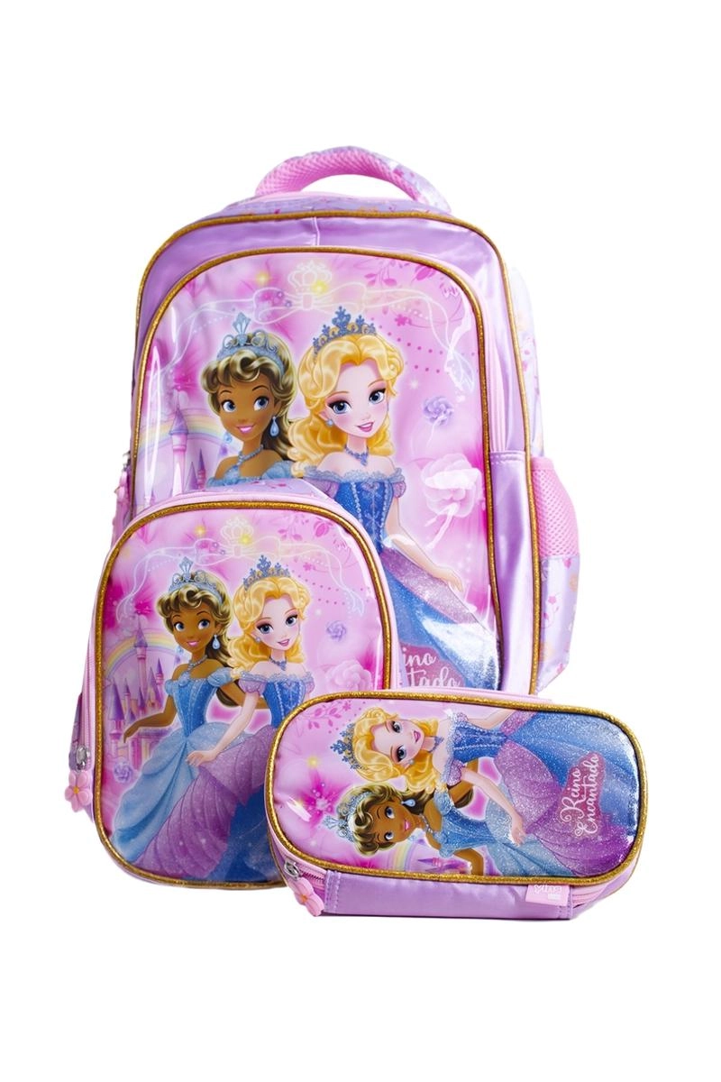Kit Mochila de Rodinhas Yins Princesas Feminino