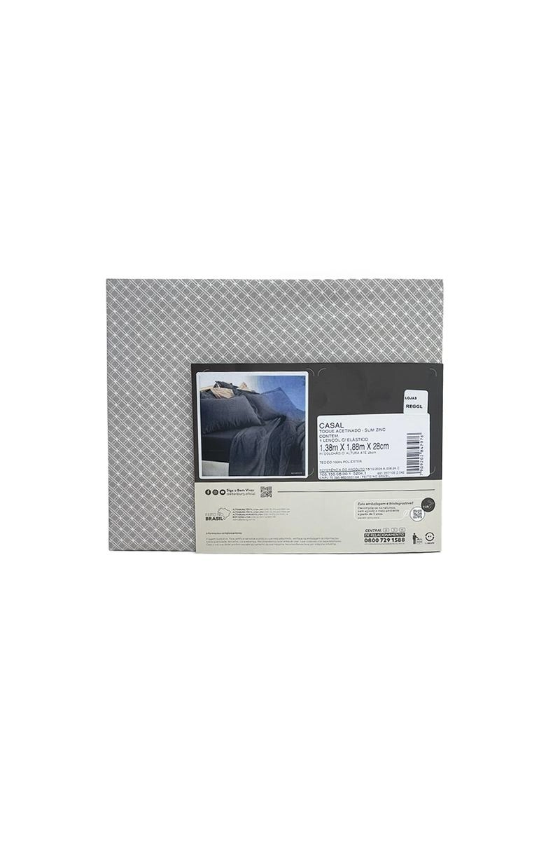 Lençol Casal Altenburg Toque Acetinado Slim Zinc 1,38 m x 1,88 m