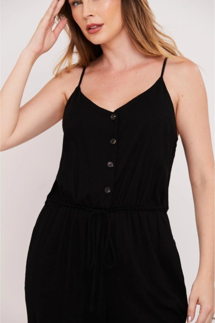 Produto Macacão Aishty Longo Sem Manga Feminino Preto
