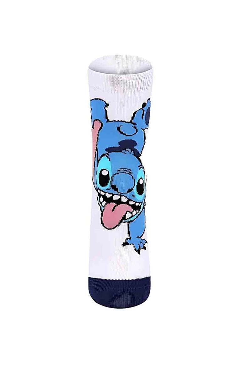 Meia Lupo Stitch Infantil Unissex Branca