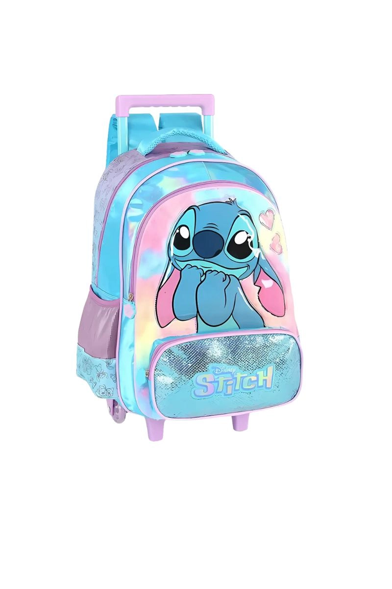 Mochila Luxcel Stitch de Rodinhas Infantil Azul