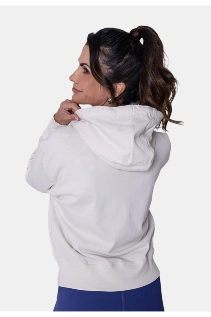 Moletom Fila Com Zíper Canguru Feminino Creme Produto Moletom Fila Com Zíper Canguru Feminino Creme