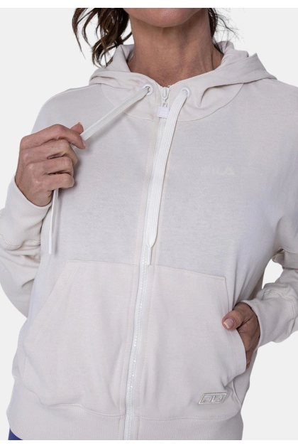 Moletom Fila Com Zíper Canguru Feminino Creme Produto Moletom Fila Com Zíper Canguru Feminino Creme