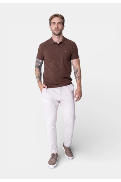 Polo Calvin Klein Manga Curta Slim Fit Masculina Marrom Produto Polo Calvin Klein Manga Curta Slim Fit Masculina Marrom