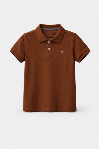 Produto - Polo Ogochi Manga Curta Infantil Masculina Marrom