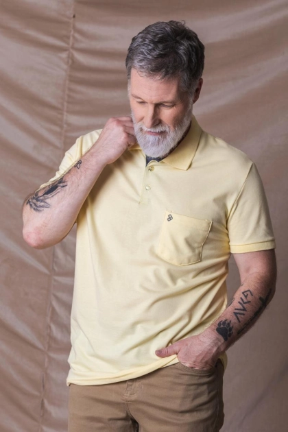 Produto - Polo Pitt Manga Curta Com Bolso Masculino Amarelo 